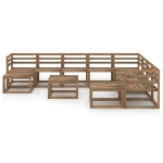 Set Salotto da Giardino 11 pz Legno di Pino Impregnato Marrone