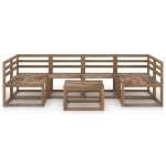 Set Salotto da Giardino 7pz in Legno di Pino Impregnato Marrone