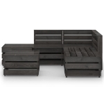 Set Salotto da Giardino 6 pz in Legno di Pino Impregnato Grigio