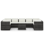 Set Salotto Giardino con Cuscini 10 pz Legno Impregnato Grigio