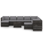 Set Salotto Giardino con Cuscini 12 pz Legno Impregnato Grigio