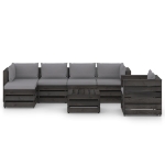 Set Salotto da Giardino 7pz con Cuscini Legno Impregnato Grigio