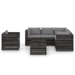 Set Salotto da Giardino con Cuscini 8pz Legno Impregnato Grigio