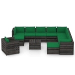 Set Salotto Giardino con Cuscini 12 pz Legno Impregnato Grigio