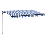 Tenda da Sole Retrattile Manuale con LED 450x300cm Blu e Bianca