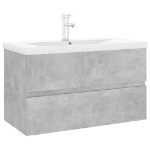 Mobile Bagno con Lavabo Integrato Grigio Cemento in Truciolato