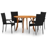 Set Mobili da Pranzo per Giardino 5 pz Nero