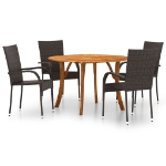 Set Mobili da Pranzo per Giardino 5 pz Marrone