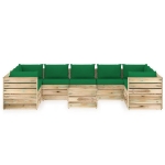 Set Divani da Giardino con Cuscini 10 pz Legno Impregnato Verde