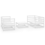 Set Divani da Giardino 5 pz Bianco in Legno Massello di Pino