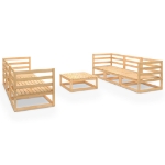 Set Divani da Giardino 7 pz in Legno Massello di Pino