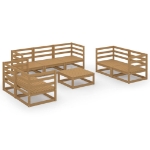 Set Divani da Giardino 8 pz Miele in Legno Massello di Pino