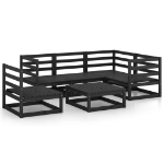 Set Divani da Giardino 6 pz Nero in Legno Massello di Pino