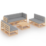 Set Divani da Giardino 8 pz con Cuscini Legno Massello di Pino