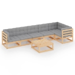 Set Divani da Giardino 7 pz con Cuscini Legno Massello di Pino