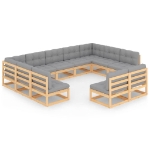 Set Divani Giardino 11 pz con Cuscini in Legno Massello di Pino