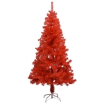 Albero di Natale Preilluminato con Palline Rosso 120 cm PVC