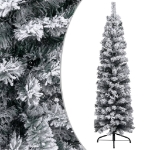 Albero di Natale Sottile Preilluminato con Palline Verde 180 cm