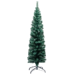 Albero di Natale Sottile Preilluminato con Palline Verde 150 cm