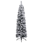 Albero di Natale Sottile Preilluminato con Palline Verde 150 cm