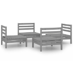 Set Divani da Giardino 4 pz Grigio in Legno Massello di Pino