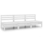 Set Divani da Giardino 3 pz Bianco in Legno Massello di Pino