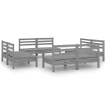 Set Divani da Giardino 8 pz Grigio in Legno Massello di Pino