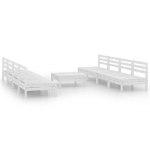 Set Divani da Giardino 9 pz Bianco in Legno Massello di Pino