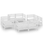 Set Divani da Giardino 8 pz Bianco in Legno Massello di Pino