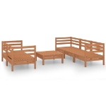 Set Divani da Giardino 6 pz Miele in Legno Massello di Pino