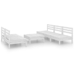 Set Divani da Giardino 6 pz Bianco in Legno Massello di Pino