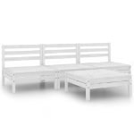 Set Divani da Giardino 4 pz Bianco in Legno Massello di Pino