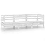 Set Divani da Giardino 3 pz Bianco in Legno Massello di Pino