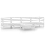 Set Divani da Giardino 5 pz Bianco in Legno Massello di Pino