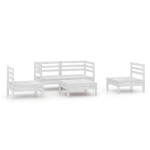 Set Divani da Giardino 5 pz Bianco in Legno Massello di Pino