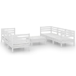 Set Divani da Giardino 7 pz Bianco in Legno Massello di Pino