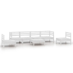 Set Divani da Giardino 7 pz Bianco in Legno Massello di Pino