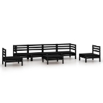 Set Divani da Giardino 7 pz Nero in Legno Massello di Pino