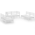 Set Divani da Giardino 6 pz Bianco in Legno Massello di Pino