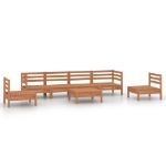 Set Divani da Giardino 7 pz Miele in Legno Massello di Pino