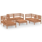 Set Divani da Giardino 7 pz Miele in Legno Massello di Pino