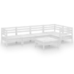 Set Salotto da Giardino 6 pz in Legno Massello di Pino Bianco