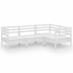 Set Salotto da Giardino 4 pz in Legno Massello di Pino Bianco