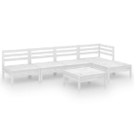 Set Salotto da Giardino 6 pz in Legno Massello di Pino Bianco