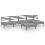 Set Salotto da Giardino 6 pz in Legno Massello di Pino Grigio