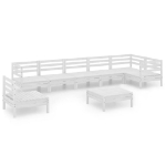 Set Salotto da Giardino 8 pz in Legno Massello di Pino Bianco