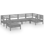 Set Salotto da Giardino 6 pz in Legno Massello di Pino Grigio