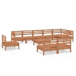 Set Salotto da Giardino 10 pz in Legno Massello di Pino Miele