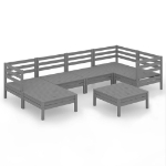 Set Salotto da Giardino 7 pz in Legno Massello di Pino Grigio