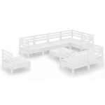 Set Salotto da Giardino 9 pz in Legno Massello di Pino Bianco